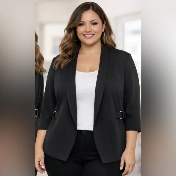 Love Scarlett Black Open Front Blazer Jacket Size 2X NWT - Picture 9 of 12